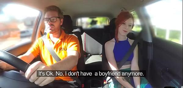  Redhead brit publicly rides driving instructor